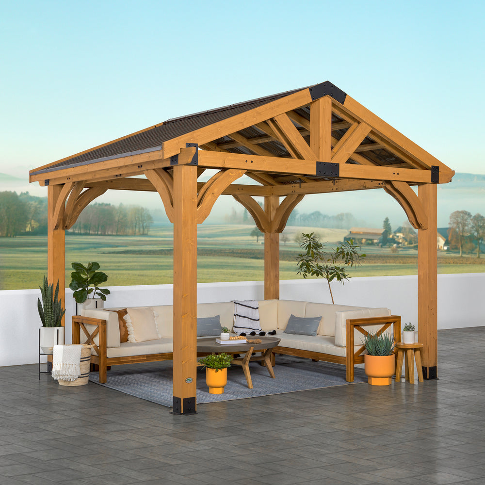 12×10 Arlington Gazebo with Electric – Light Brown