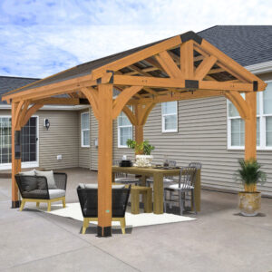 12x12 Arlington Gazebo with Electric - Light Brown