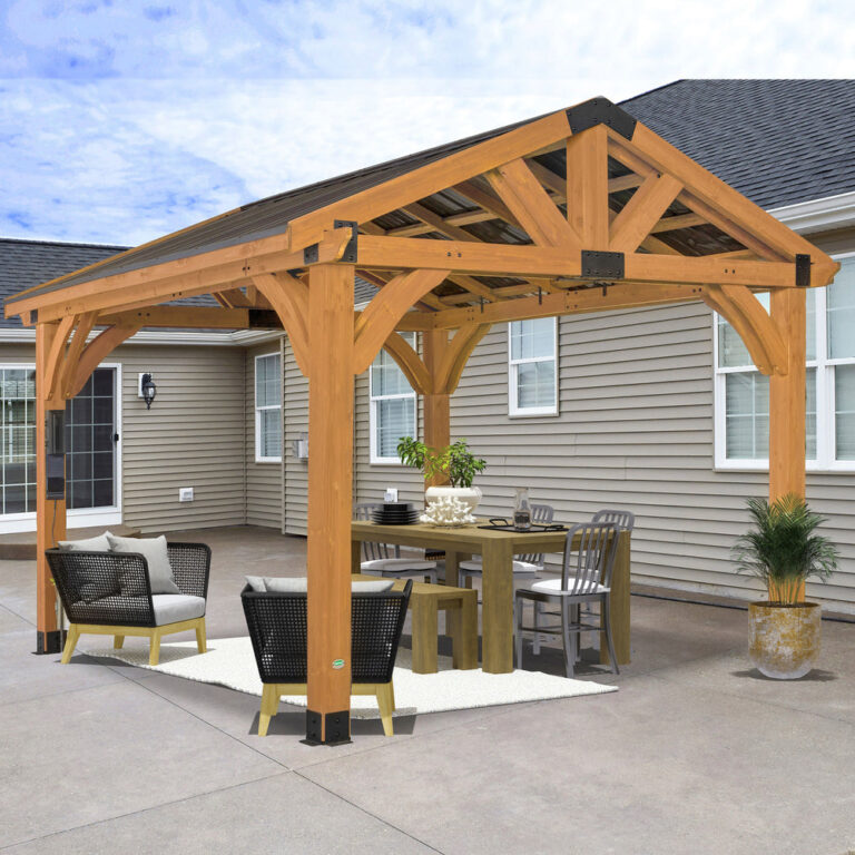 12×12 Arlington Gazebo with Electric – Light Brown