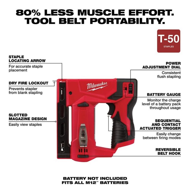 Milwaukee 2447-20 M12 3/8″ Crown Stapler, Tool Only