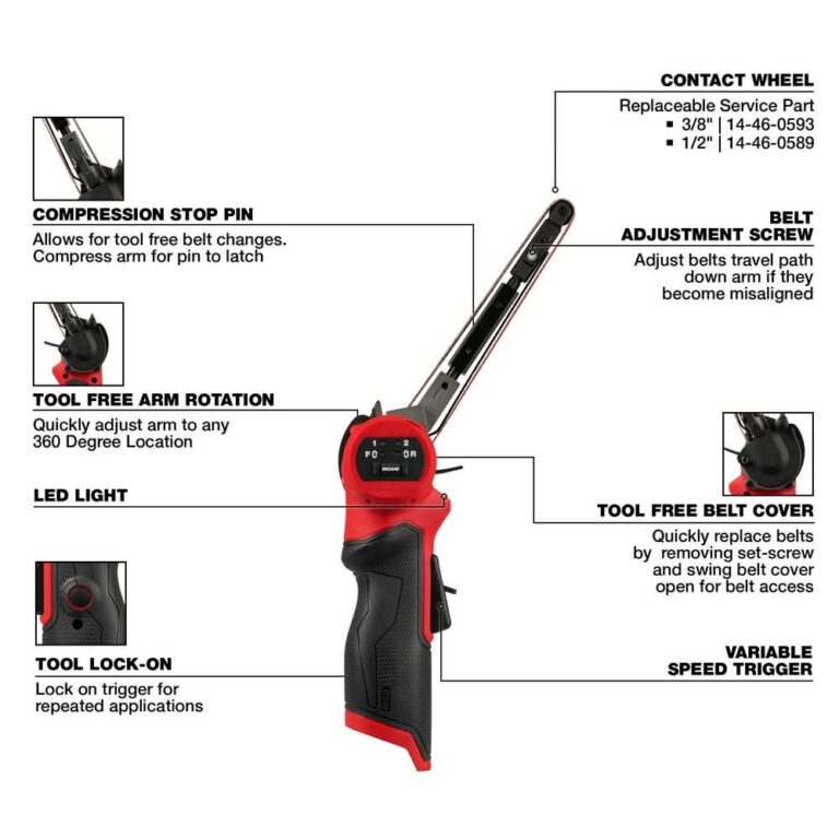 Milwaukee 2482-20 M12 FUEL 1/2″ X 18″ Bandfile Belt Sander, Tool Only