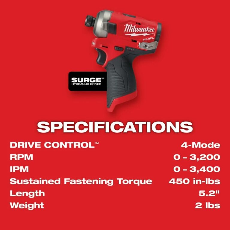 Milwaukee 2551-20 M12 FUEL SURGE 1/4″ Hex Hydraulic Impact Driver, Tool Only