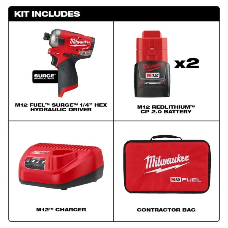 Milwaukee 2551-22 M12 FUEL SURGE 1/4-Inch Hex Hydraulic Impact Driver 2.0Ah Kit