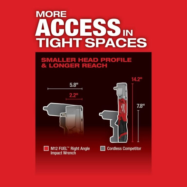 Milwaukee 2564-20 M12 FUEL 3/8″ Right Angle Impact Wrench, Tool Only