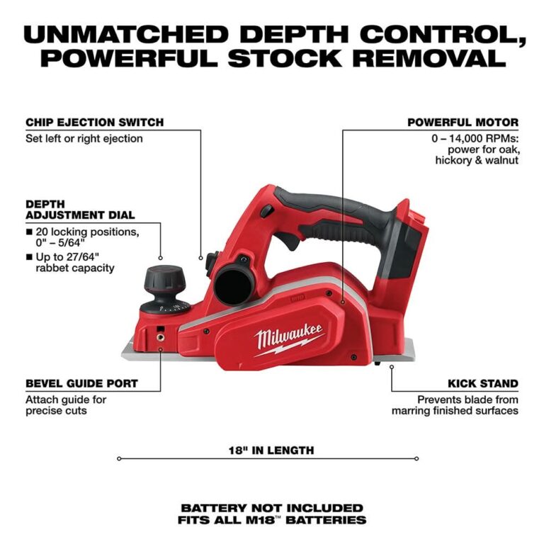 Milwaukee 2623-20 M18 3-1/4″ Planer, Tool Only