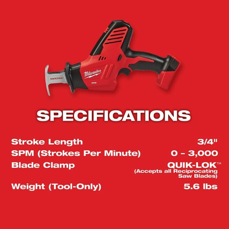 Milwaukee 2625-20 M18 18 Volt Hackzall Cordless One Handed Reciprocating Sawzall, Tool Only
