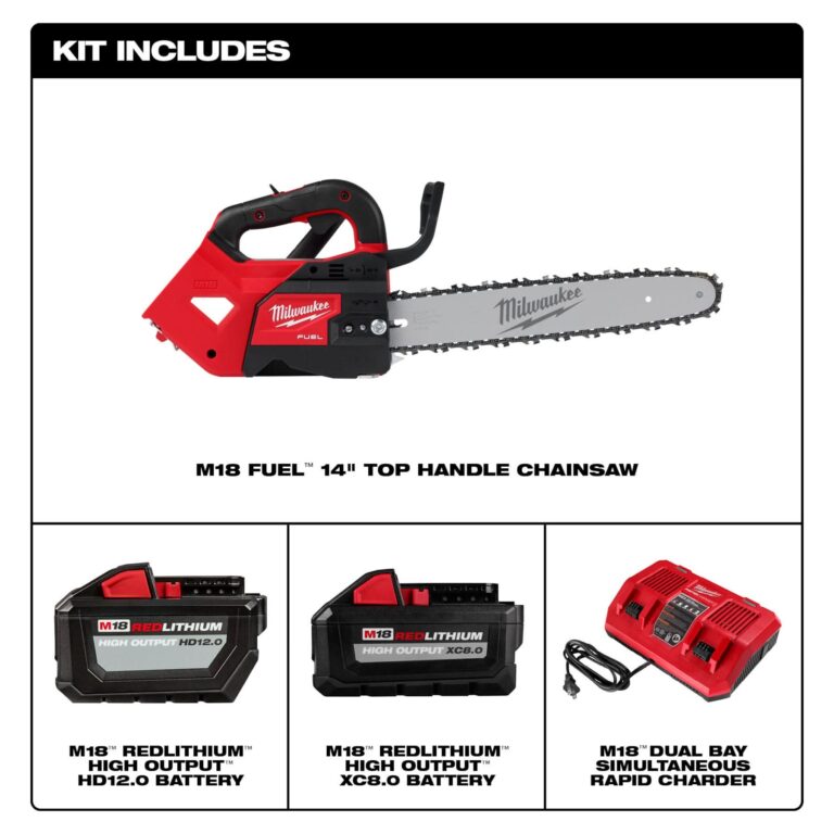 Milwaukee 2826-22T M18 FUEL 14″ Top Handle Chainsaw Two Battery Kit