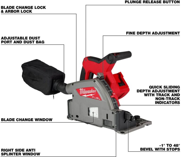 Milwaukee 2831-20 M18 FUEL 6-1/2″ Plunge Track Saw, Tool Only
