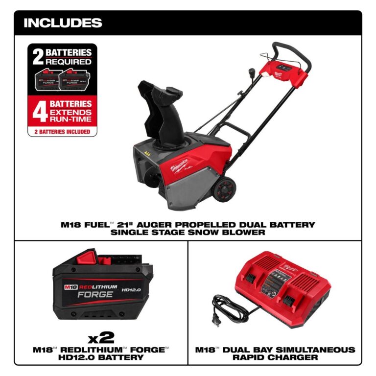 Milwaukee 3036-22HD M18 FUEL 21-in. Auger Propelled Dual Battery Single Stage Snow Blower 12.0Ah Kit