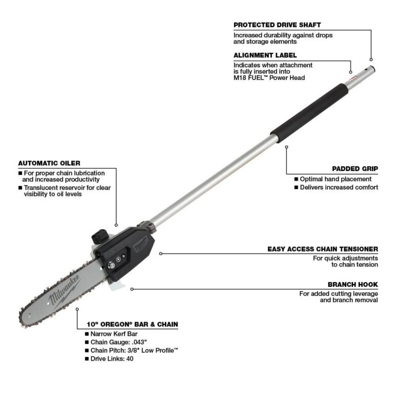 Milwaukee 49-16-2720 M18 FUEL QUIK-LOK 10″ Pole Saw Attachment