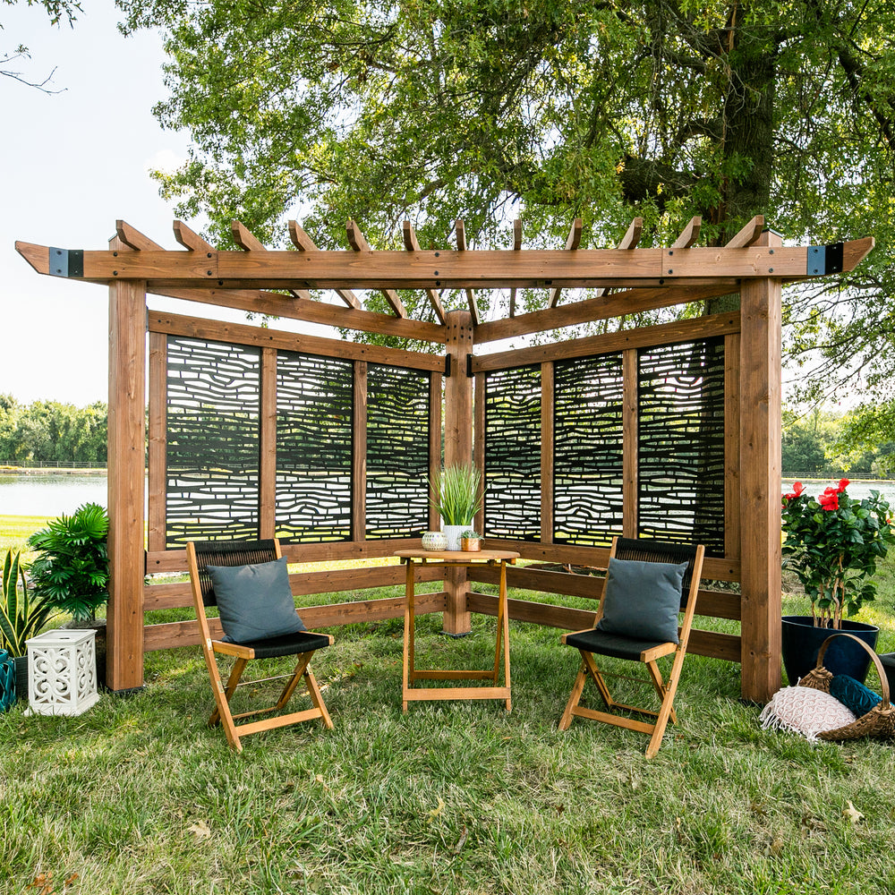Verona Corner Pergola – Bamboo Panels