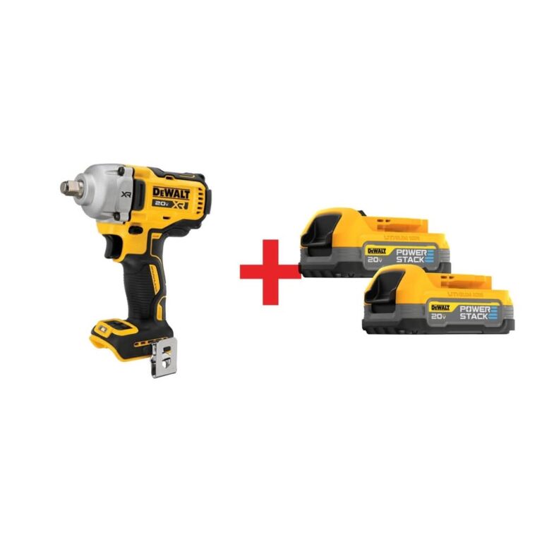DeWalt 20V MAX XR 1/2 in. Mid-Range Impact Wrench w/ Hog Ring Anvil plus POWERSTACK Battery 2-Pack