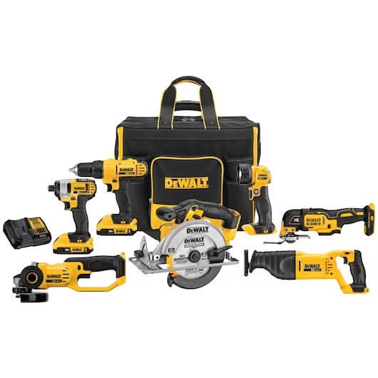 DeWalt DCKSS722P1E1 20V MAX 7-Tool Cordless Combo Kit w/ Rolling Contractor Bag