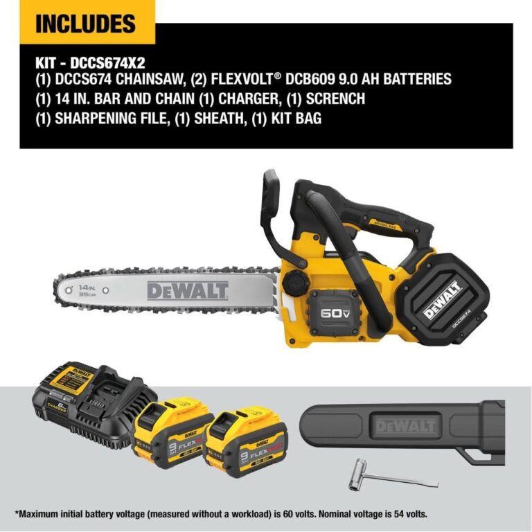 DeWalt DCCS674X2 FLEXVOLT 20V/60V MAX Brushless 14-in. Top Handle Chainsaw 9.0Ah Kit