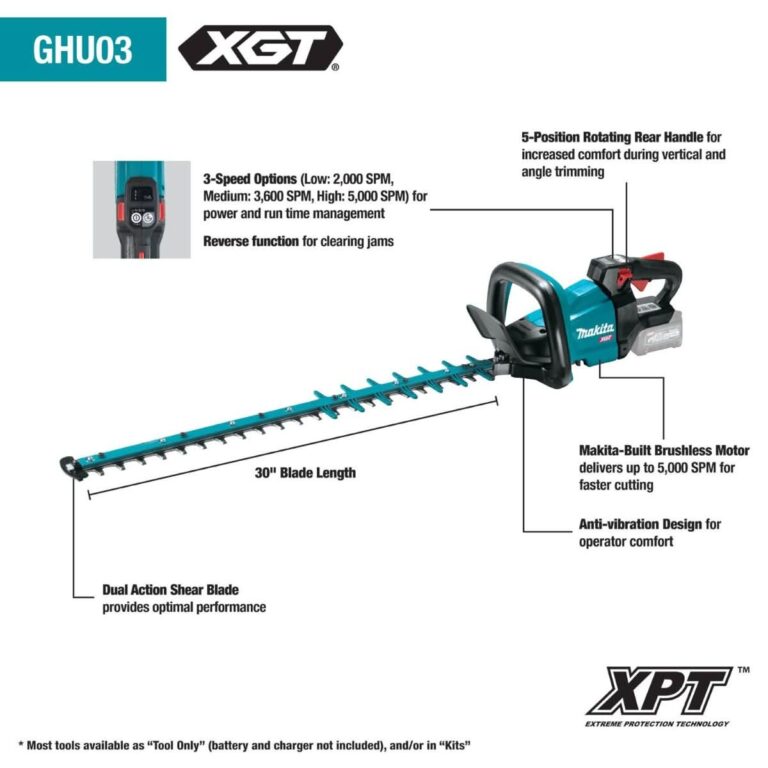 Makita GHU03M1 40V max XGT Brushless Cordless 30″ Hedge Trimmer Kit (4.0Ah)