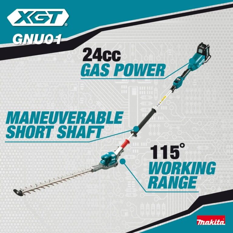 Makita GNU01Z 40V max XGT Brushless Cordless 24″ Articulating Pole Hedge Trimmer, Tool Only