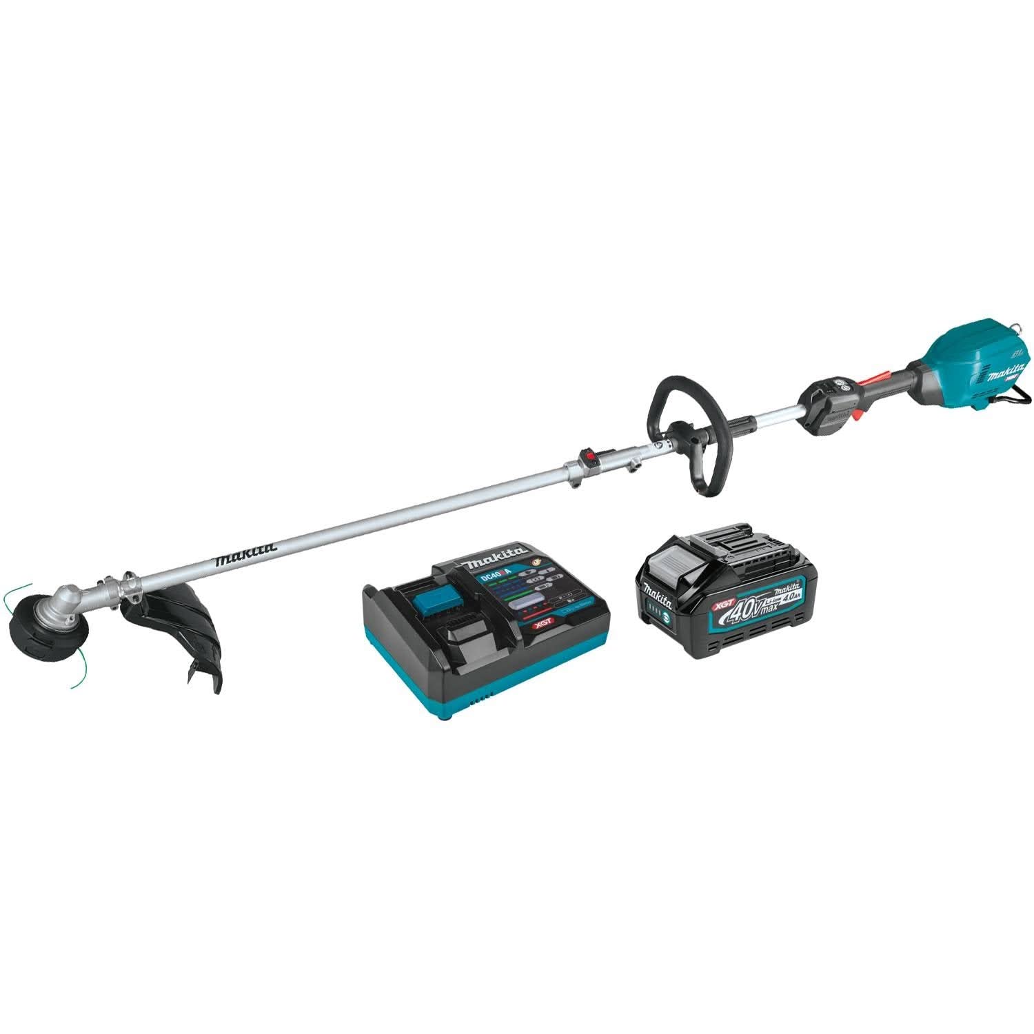 Makita GUX01JM1X1 40V max XGT Brushless Cordless Couple Shaft Power Head Kit with 17″ String Trimmer Attachment (4.0Ah)