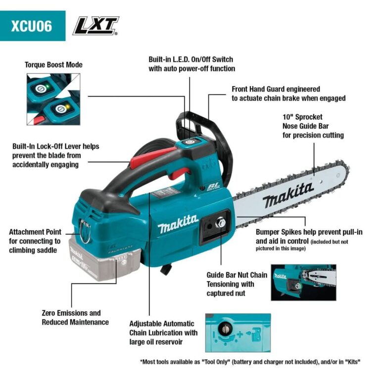 Makita XCU06SM1 18V LXT Lithium-Ion Brushless Cordless 10″ Top Handle Chain Saw Kit (4.0Ah)