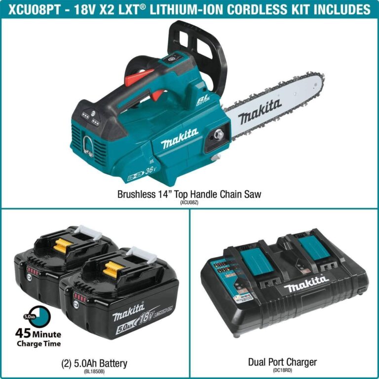 Makita XCU08PT 36V (18V X2) LXT Brushless 14″ Top Handle Chain Saw Kit (5.0Ah)