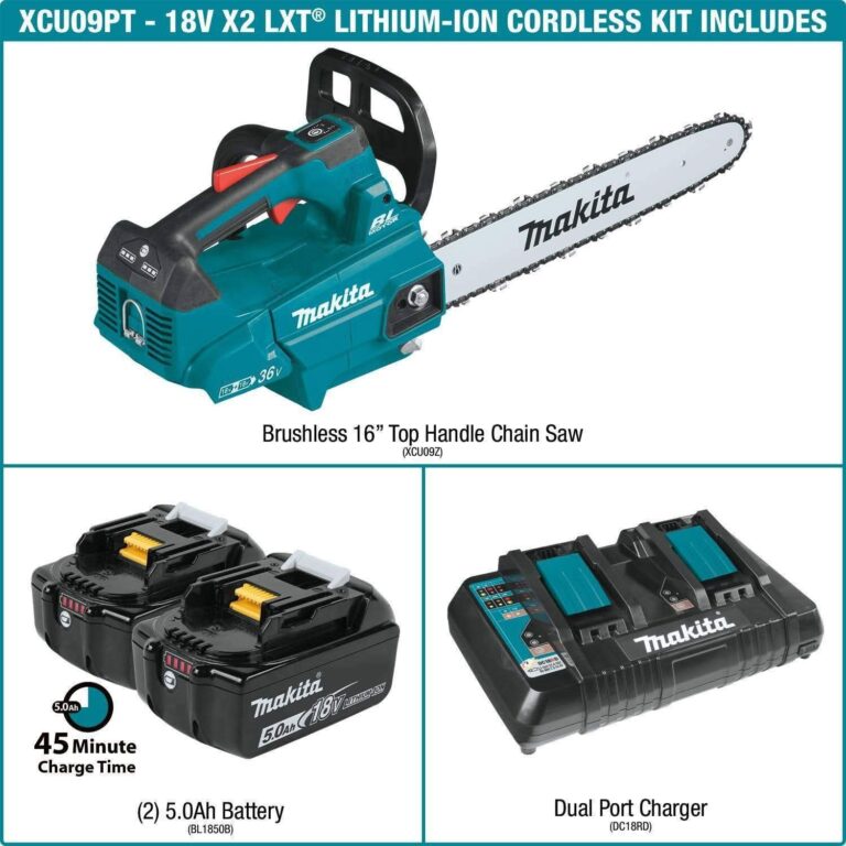 Makita XCU09PT 36V (18V X2) LXT Brushless 16″ Top Handle Chain Saw Kit (5.0Ah)