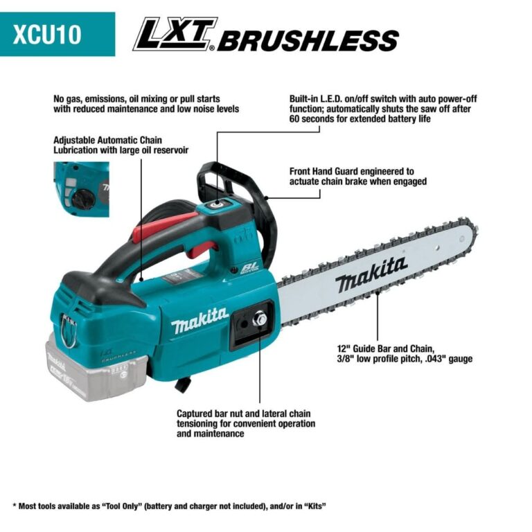 Makita XCU10SM1 18V LXT Lithium-Ion Brushless Cordless 12″ Top Handle Chain Saw Kit (4.0 Ah)