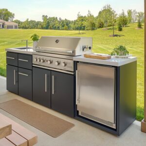 Emory 9' Galvanized Steel Outdoor Kitchen Island