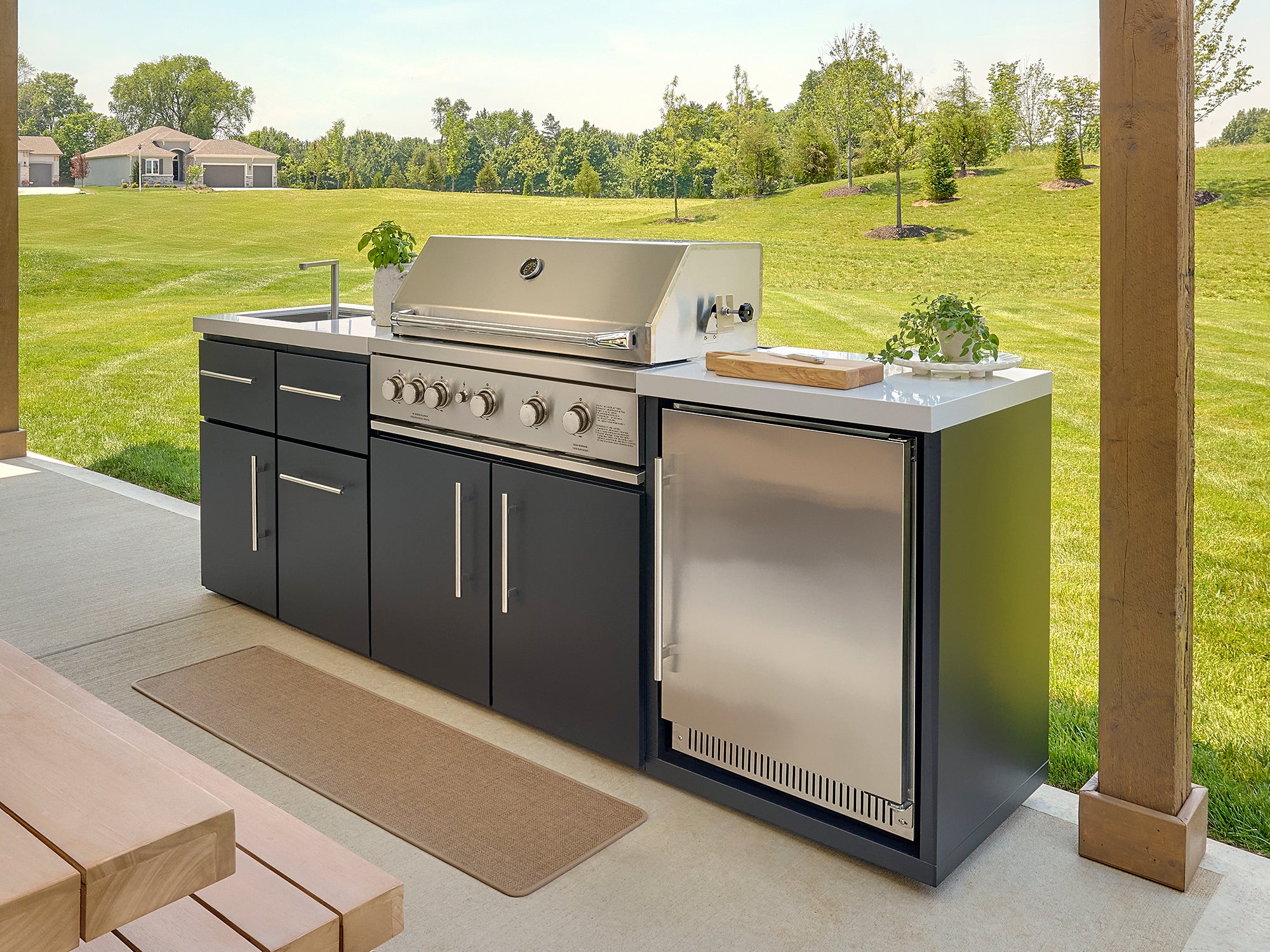 Emory 9′ Galvanized Steel Outdoor Kitchen Island